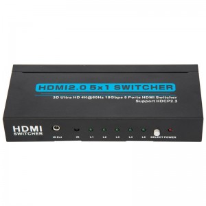 V2.0 HDMI 5x1 Switcher Support 3D Ultra HD 4Kx2K @ 60Hz HDCP2.2