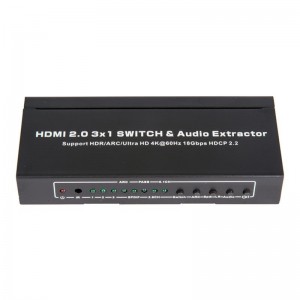 V2.0 HDMI 3x1 Switcher & Audio Extractor Support ARC Ultra HD 4Kx2K @ 60Hz HDCP2.2 18 Gbps