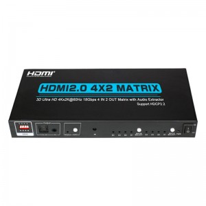 V2.0 HDMI 4x2 Matrix Support Ultra HD 4Kx2K @ 60Hz HDCP2.2 18 Gbps med ljuduttag