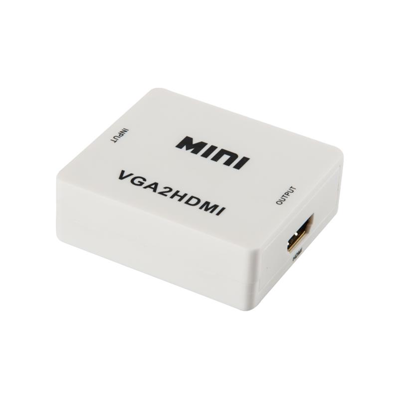 Ministorlek VGA+ljud till HDMI- konverterare 1080P