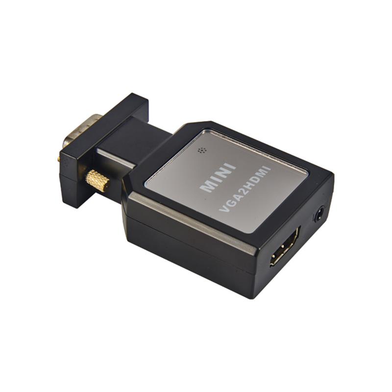 Metallfodral MINI storlek VGA + 3,5 mm ljud till HDMI-omvandlare