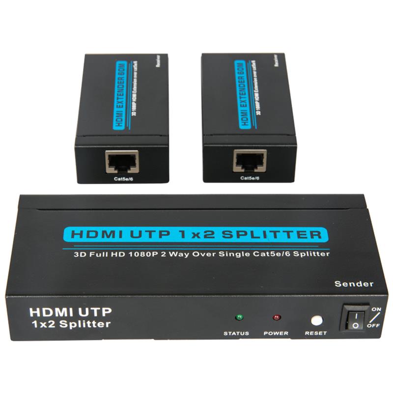 2 portar UTP HDMI 1x2 splitter över singel Cat5e \/ 6 Med 2 mottagare upp till 60 meter