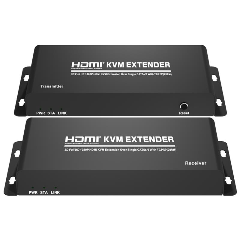 HDMI KVM Extender 200 m över singel CAT5e \/ 6 med TCP \/ IP-stöd Full HD 1080P