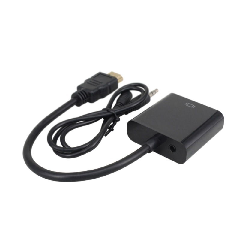 1080P HDMI till VGA 15cm Cable med 3.5mm ljud vitt/svart färg